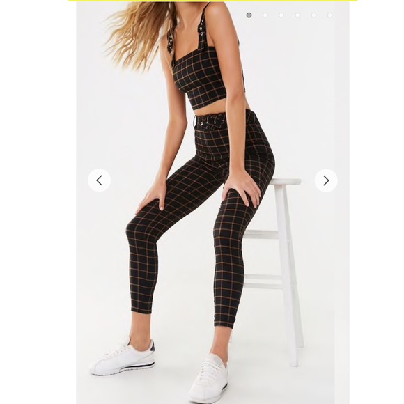 Forever 21 Plaid Crop Top & Pants Set - Picture 2 of 8